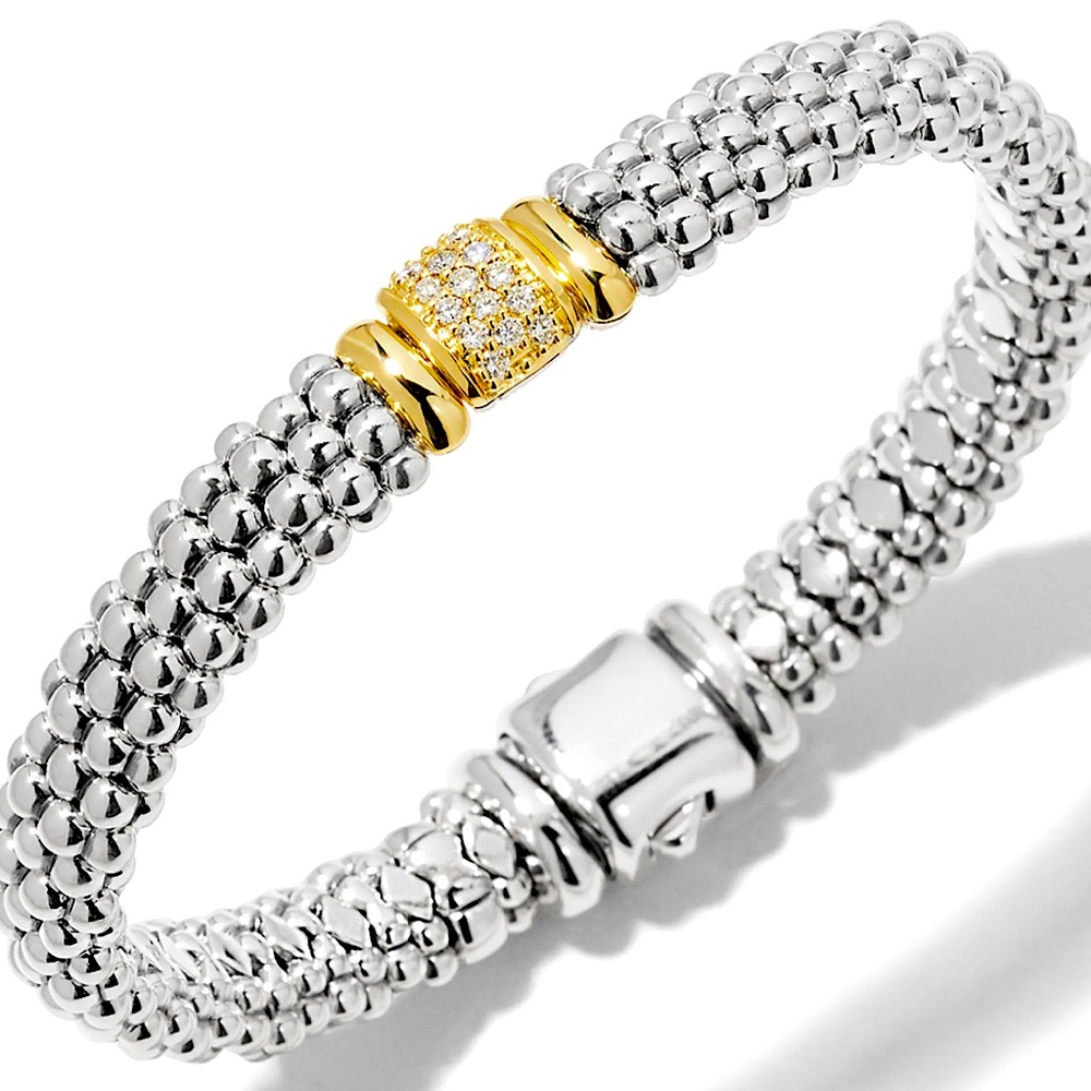 Silver Caviar Bracelet with 18k Gold